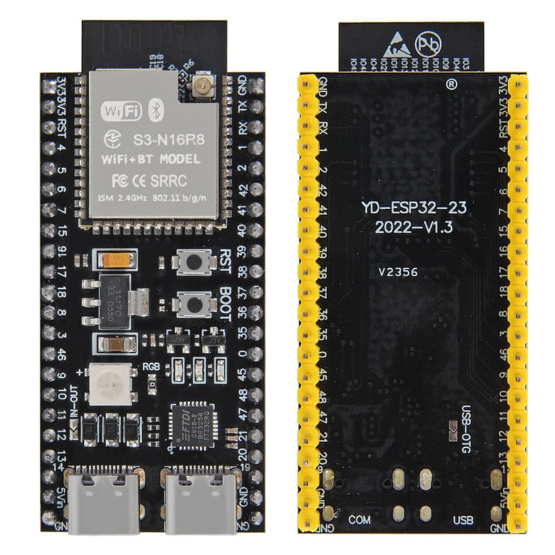 AITRIP ESP32-S3 Type-C Development Board N16R8 MCU with Dual-Mode Wi-Fi Bluetooth with Antenna Base Compatible with Arduino IoT ESP32-S3-WROOM-1