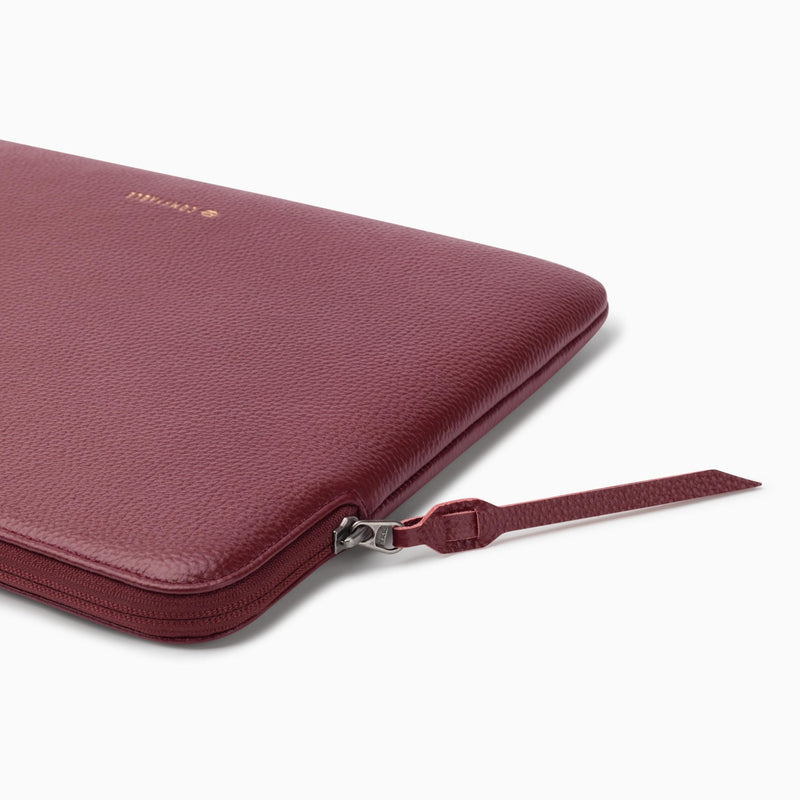 Comfyable Genuine Leather Laptop Sleeve, Compatible with 13" MacBook Air M5 & 14" MacBook Pro M5 Pro/Max 2026, 13 Inch 14 Inch Water-Resistant Padded Computer Case, Wine Red For 13.3"-14" Mac Pro / Mac Air