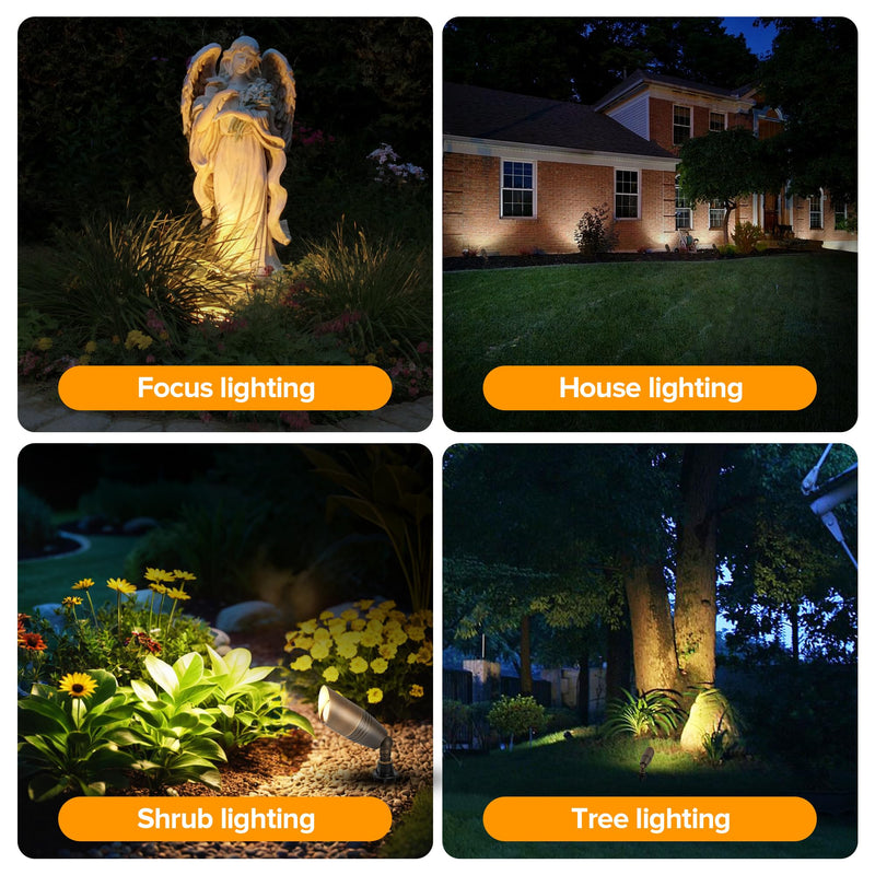 LUTEC Solid Brass Low Voltage Landscape Lighting, 12V Heavy Duty Waterproof Landscape Spotlights Bronze, Wired Uplights Outdoor Fixtureswith ABS Spike, Garden Yard Pathway Tree with MR16 Bulb 1 Pack