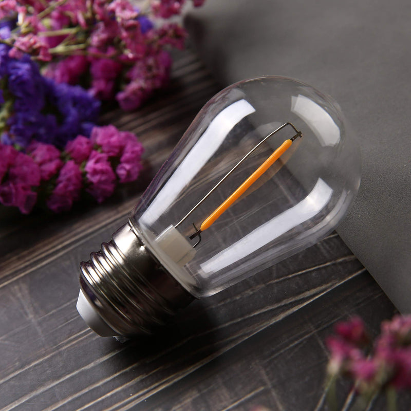 KGC 48Pack Shatterproof & Waterproof S14 Replacement LED Light Bulbs –1W Equivalent to 10W, White Warm 2200K Outdoor String Lights Vintage Filament Bulb, E26 Base Edison LED Bulbs S14 48pack