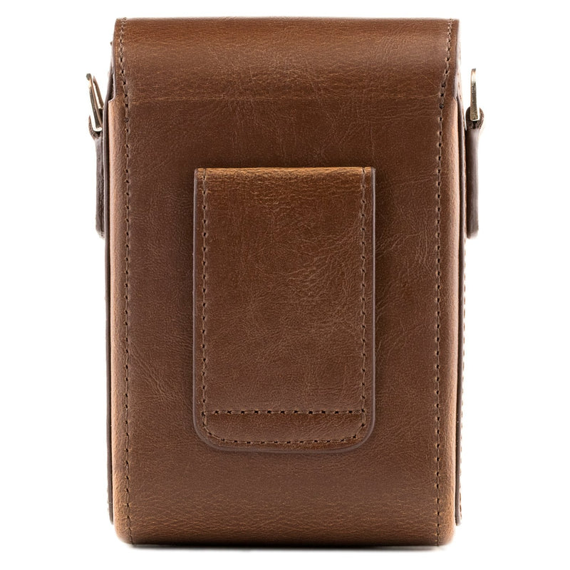 MegaGear Leather Camera Case with Strap, Compatible with Canon PowerShot S120, Nikon Coolpix P340, Panasonic Lumix DMC-ZS50, ZS45, Sony Cyber-shot DSC-RX100 III, IV, V – Brown Dark Brown