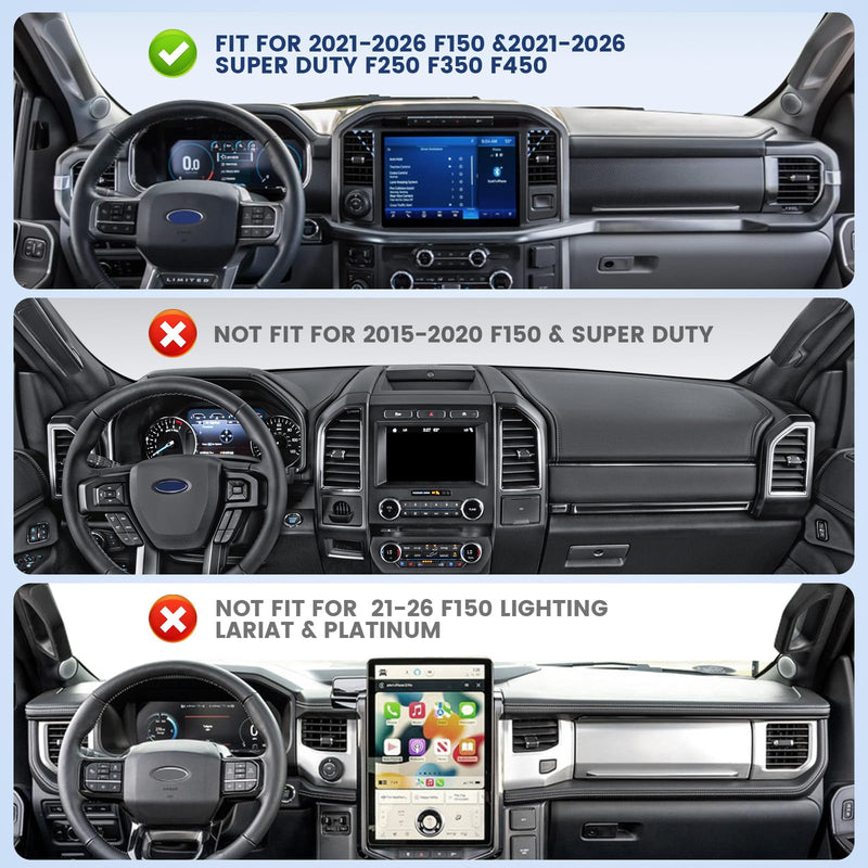 Surfcabin CNC Magnetic Vent Phone Holder for 2021-2026 Ford F150 | 2021-2026 Super Duty F250 F350 F450, Full Metal Bracket, No Shake, No Block Airflow, 360° Rotation, Fits Most CellPhones Compatible with F150 2021-2026 with Metal Arm