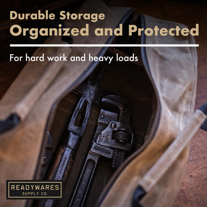 Readywares 20" Utility Bag | Large Heavy Duty Canvas Utility Bag, Durable Waxed Canvas Tool Bag Built Tough for Tradesmen, Contractors, and Everyday Work, Built to Last