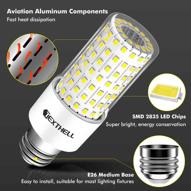 4pcs LED Corn Light Bulb 4000LM 300w Equivalent Super Bright Corn Bulb 5000K Cool Daylight White 20W LED Bulb E26/E27 Medium Base for Outdoor Indoor Home Bedroom Backyard LED Corn Light Bulb 4PC 20W E26-5000K