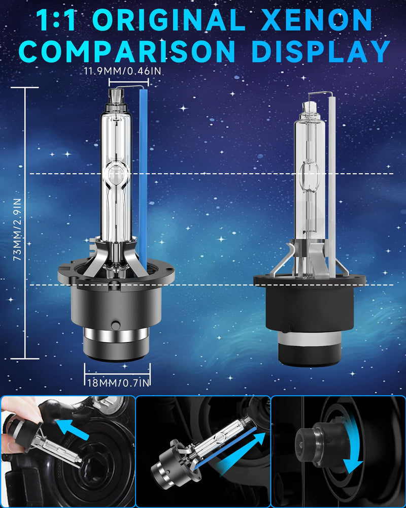 Fit for Lexus 2004-2009 RX330 RX350 RX400H 2005-2006 LS430 ES RX 330 D2S HID Xenon Headlight Bulbs, 350% Brightness, Low Beam Light Bulb, 8000K White Blue, Pack of 2 D2S-8000K