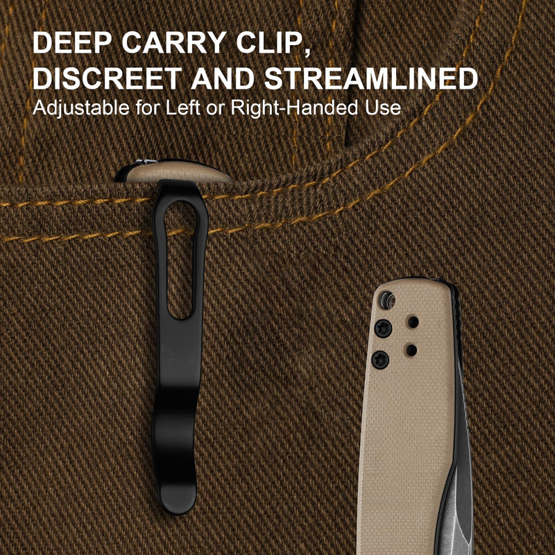Kizer Aegis EDC Pocket Knife, 2.8" D2 Steel Drop Point Folding Knife with Sand G10 Handle, Thumb Stud Opener Clutch Lock, Pocket Knives for Camping Hiking V3774M1 D2 Steel+Sand G10 Handle