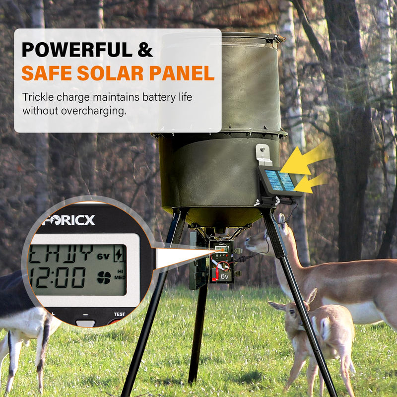 6V Solar Panel for Deer Feeder, Efficient Solar Panel Charger w/Adjustable Mounting Bracket & Alligator Clips, Compatible with Game Feeder Timer & 6V Rechargeable Batteries