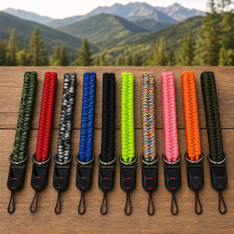 Quick Release Camera Wrist Hand Strap with Safer Connector Split Ring Cap | paracord straps Triangle Split Ring and Plastic Cap Compact SLR DSLR Mirrorless Cameras Red