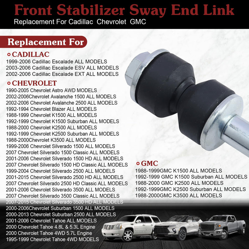 K80631 Sway Bar Link - Front Stabilizer End Link Compatible with 1999-2006 Chevrolet Silverado 1500/2500/3500丨2000-2006 Chevrolet Suburban Chevrolet Suburban 1500 2*K80631