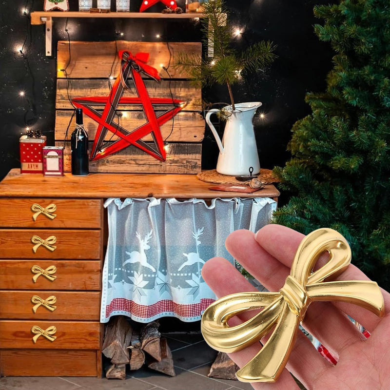 8 Pcs Bow Shaped Cabinet Handle Zinc Alloy Bow Shape Cabinets Knobs with Screws Bow Tie Dresser Knobs Bow Shaped Drawer Cupboard Pulls Suitable for Wardrobe Drawers Storage Cabinets Bookcases (8-PCS) 8-PCS