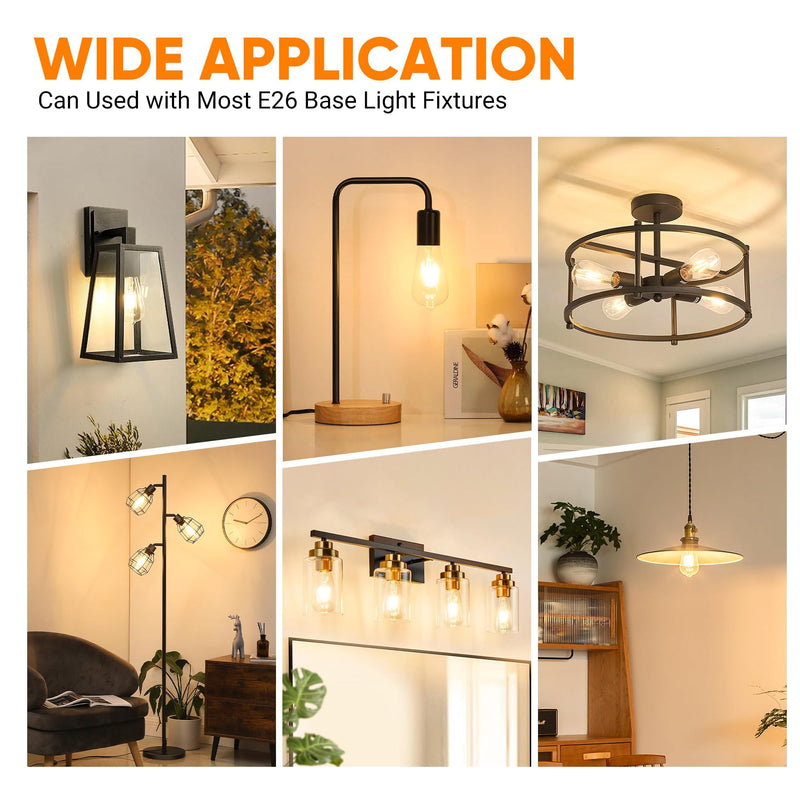 WIHTU LED Light Bulbs, Bright Vintage 6W LED Edison Bulbs, St58 2700K Warm Light with CRI 85+, E26 Standard Base, 900LUM, Non-Dimmable, Clear Glass, Pack of 12 12 Pack 2700k Warm White