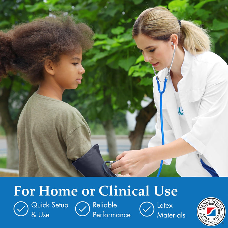 Henry Schein Essentials Childs Blood Pressure Monitor, Size 9 Cuff, 1 Ct | Manual Monitoring, Dial Display, +/-3mmHg Accuracy, Includes Leatherette Carrying Case, Latex, For Clinics & Home Use Child (Size 9)