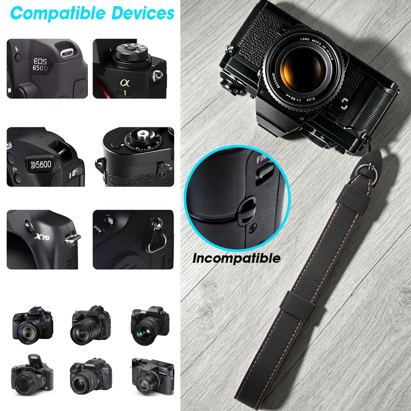Camera Wrist Stra - Camera Straps for Photographers, Camera Hand Strap | Adjustable Wrist Camera Strap with Safer Connector for DSLR SLR Mirrorless Cameras (Black)