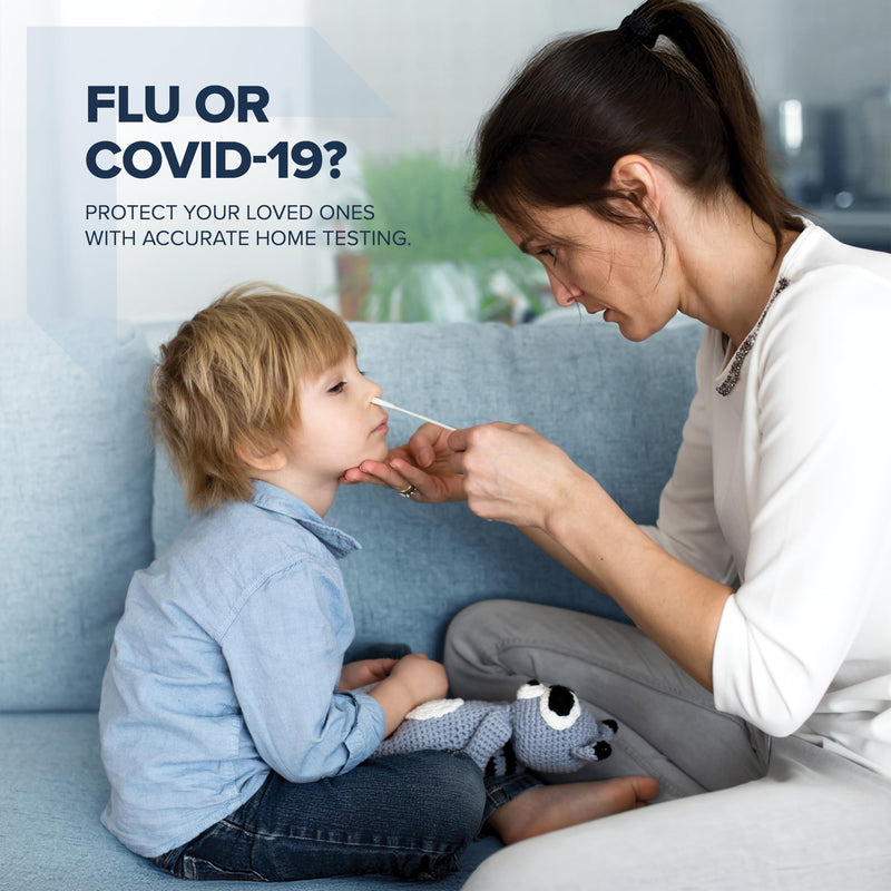 Kitlab™ Covid 19 & Flu A&B 3-in-1 Antigen Rapid Go™ Test, Results in 15 Minutes, OTC Covid 19 & Flu Home Test, with Non-invasive Nasal Swab, Easy to Use & No Discomfort (1Test)