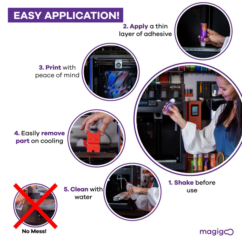 MPA2019 3D Printer Adhesive Glue for Nylon Filaments - Long-Lasting and Reduces Warping on Flex Plate, Glass, PEI, Buildtak & Kapton - 3D Printing Accessories, Supplies, and Materials (50mL) Magigoo PA - Nylon