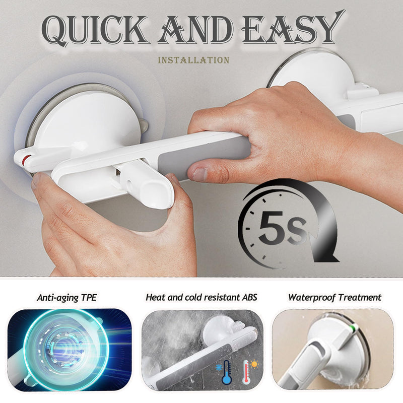 2 Pack Suction Cup Grab Bars for Bathtubs & Showers - Anti-Slip Shower Handles for Elderly, Seniors & Handicap - 13 Inch Heavy Duty Bathroom Safety Grip Bar, Tool-Free Install 2