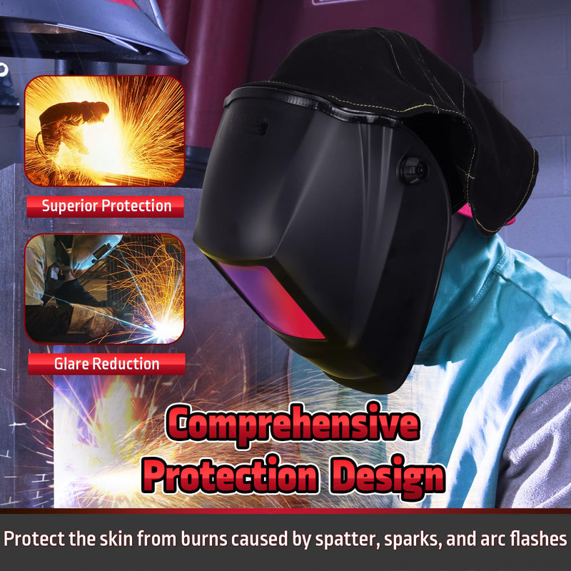 MATINA Welding Helmet Cover, Welding Helmet Accessories Extended FR Cotton Hood Back Cover with Press Fit Seal, Welding Hood Accessories for Welding Neck Protector, Fit for Most Welding Helmets