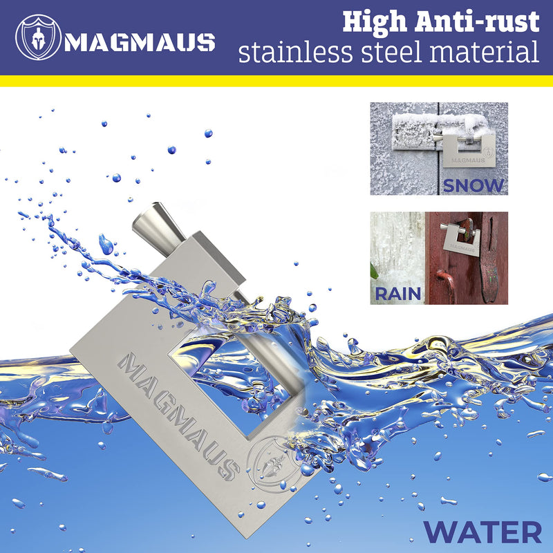 Magmaus® RTL50 [Armoured] High Security Padlock – Heavy Duty Gate Lock - 0.43” (11mm) Shackle Clearance & 0.31” Thick Bolt – Weatherproof Outdoor Lock for Storage Units, Sheds & Fences – 3 Keys 50mm 1 Pack - 3 Keys Silver