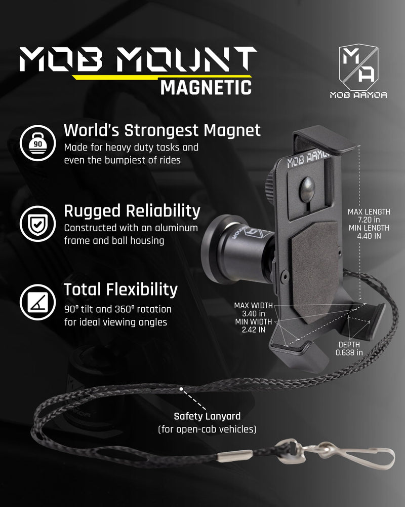 Mob Armor Heavy Duty Magnetic Car Phone Mount Holder | Universal Holder for iPhone & Android, Ultra-Strong Magnet for Off-Road & Commercial Vehicles, Essential Car Accessory Large