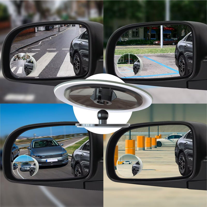 Blind Spot Mirrors 2 Pack, Frameless Side Mirror Blindspot Convex HD Glass Car Accessories, Side View Mirror Blindspot with Wide Angle Adjustable Stick for Car SUV and Trucks Round-2pcs