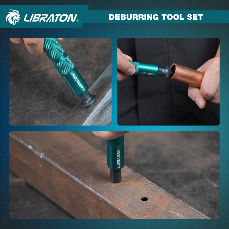 LIBRATON Deburring Tool, Countersink Hand Reamers, with 10 HSS Blades, 360 Degree Swivel Deburring Tool for Metal, Resin, PVC, Copper, Plastic, Wood, Deburring Tool 3d Printing, Chamfering Reamer Tool
