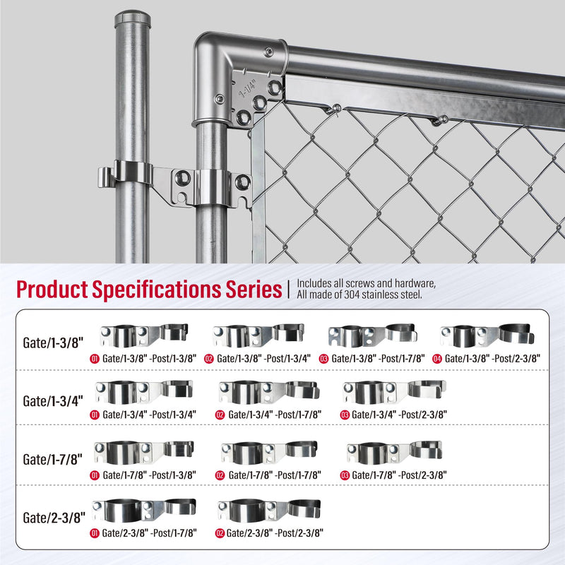 Stainless Steel 1-3/8" x 1-3/8" Chain Link Gate Latch （Fit 1-3/8" Gate Frame）, Heavy Duty Chain Link Fence Gate Fork Latch with Hole for Padlock 2Pack 1-3/8"x1-3/8" 2