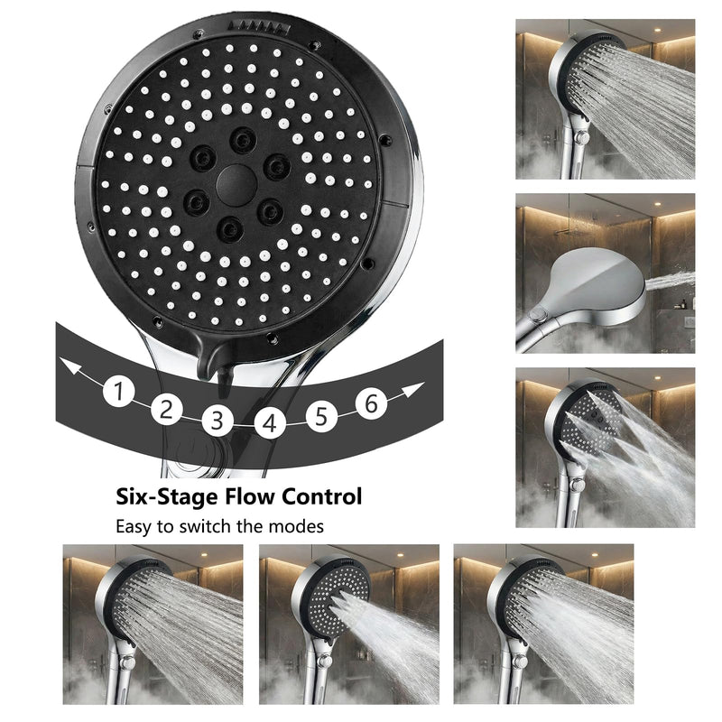 Filtered Shower Head with Handheld, High Pressure 6-Mode Water Softener for Hard Water, 12 Replacement Filters, 75" Anti-Burst Extra Long Hose & Adjustable Bracket for Healthier Skin and Hair L