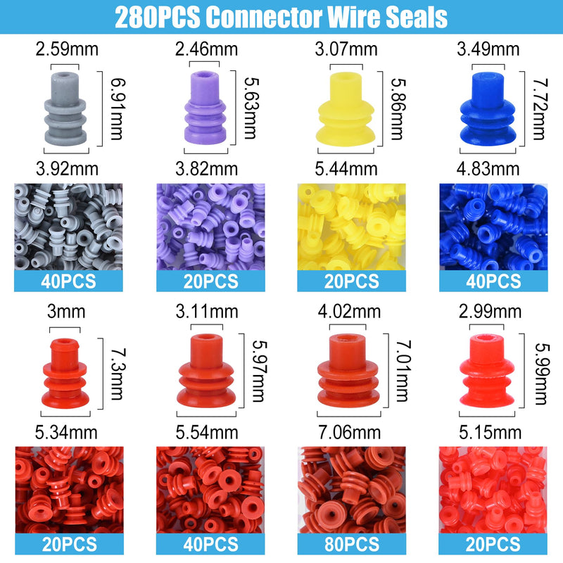 Connector Pins Kit 567Pcs 26 Types - 1/1.5/1.8/2.2/2.8/3.5mm Automotive Terminal Pin 22-12 Gauge Car Electrical Male & Female Wire Pins, Wire Seals, Repinning Kit