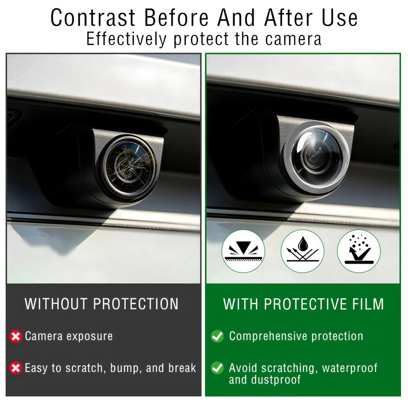 4PCS Car Camera Lens Protector,Car Backup Camera Lens Cover with 2PCS Cleaning Cloth,Ultra Clear Protective Film,360° All-Round Protection,Anti-Scratch&Waterproof,Compatible with Most Vehicle Cameras