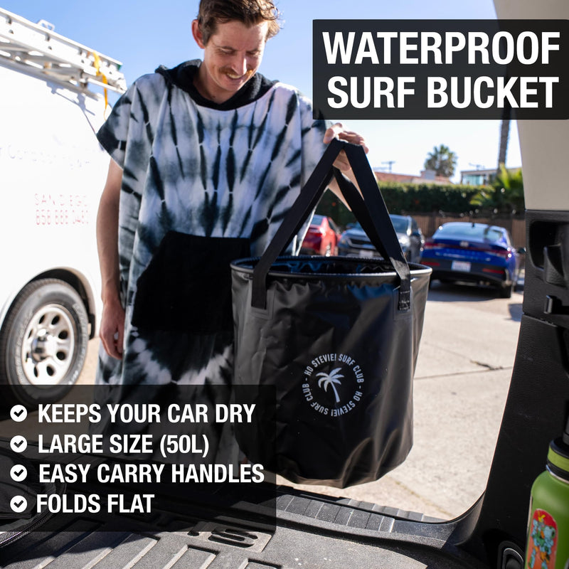 Ho Stevie! Surf Bucket - Keeps Car Dry and Clean - 50L Collapsible Bucket with Easy Carry Handles - For Wet Wetsuits and Sandy Towels