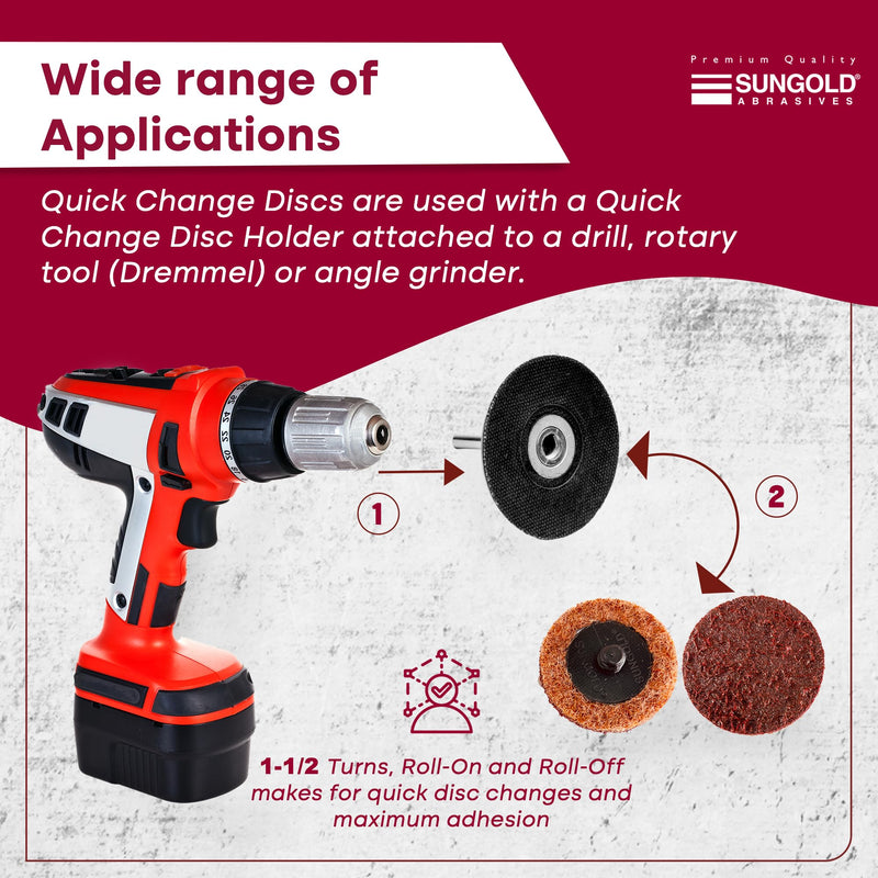 Sungold Abrasives 74914 Coarse Non Woven Surface Conditioning R-Type Quick Change Disc, 3-Inch, Brown (25/box)