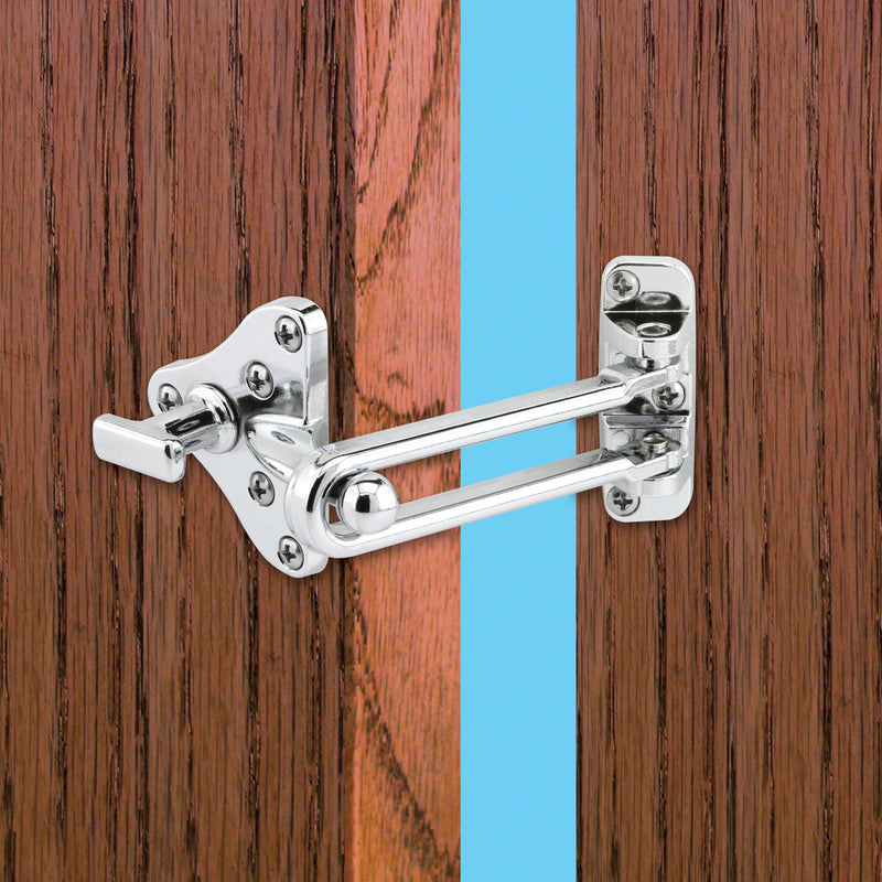 Prime-Line U 11318 Swing Bar Door Guard With High Security Auxiliary Lock, Chrome Finish (Single Pack) Bronze