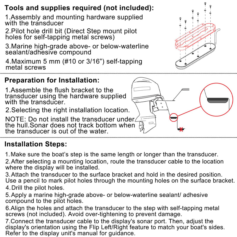 000-12602-001 Transducer Flush Mount Bracket, SS3D & TTLSCN Skimmer Flush Mount Compatible with StructureScan 3D Skimmer Transducer and TotalScan Skimmer