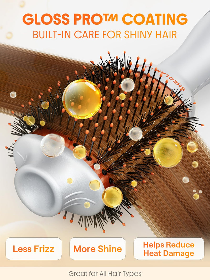 SHEGLAM Blowout Bliss Hot Air Brush for Drying Smoothing Curling and Volumizing with Care for Shiny Hair Hot Air Brush Blowdry Styler 71mm