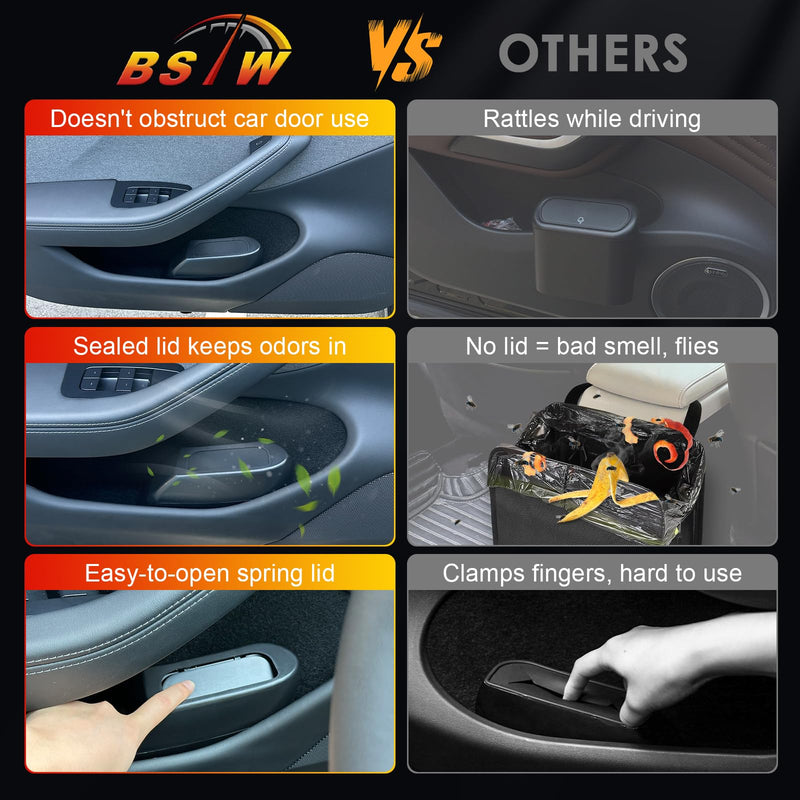 for Tesla Model Y Trash Can Tesla Model 3 Trash Bin for 2018-2025 Tesla Small Car Trash Can for Side Door Model 3 Front Left Door Trash Garbage Bin w/Lid (Tesla Left Side) Tesla Left Side