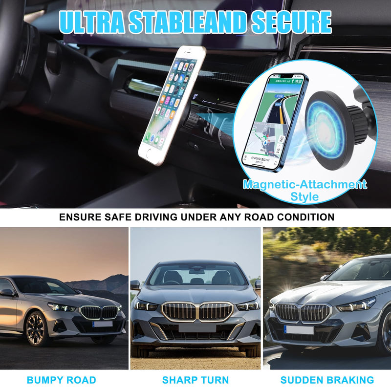 Car Phone Holder for 2024-2026 BMW 5 Series i5 G60 G68 530i 540i Accessories Centre Console Air Vent Rotatable Fixed Mobile Phone Mount Holder for Car Fit for iPhone Android Smartphones (Magnetic) F