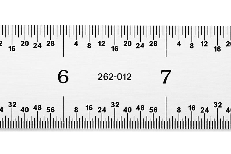PEC Tools Rigid Metal Ruler, 12"/300mm High-Precision Steel Rule with Satin Chrome Finish, English & Metric Graduation (1/32", 1/64", 0.5mm, 1.0mm), Fully Hardened and Tempered, Made in USA Carbon Steel-Rigid