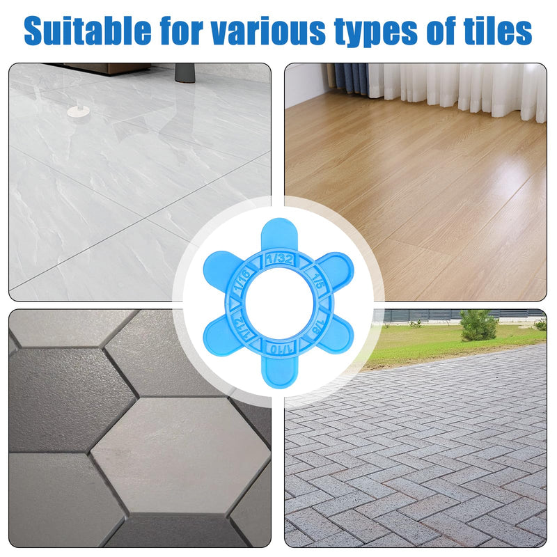 200 Pcs Reusable Hexagon Tile Spacers 1–5mm, 6 Sizes in 1 Large 6.7cm Plastic Tile Leveling Shims, Colour Coded Gap Clips for Wall & Floor Tiling, Fast Removal (Blue) 200Pcs Blue