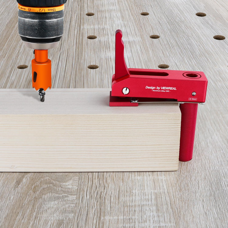 Bench Dog Clamp,3/4"(19mm) Bench Dog Hole Clamp for Woodworking, Adjustable Quick-Lock Bench Clamps for Woodworking, Non-Marring Pads, Long Handle Holdfast for MFT Table (6-Piece Set) Red