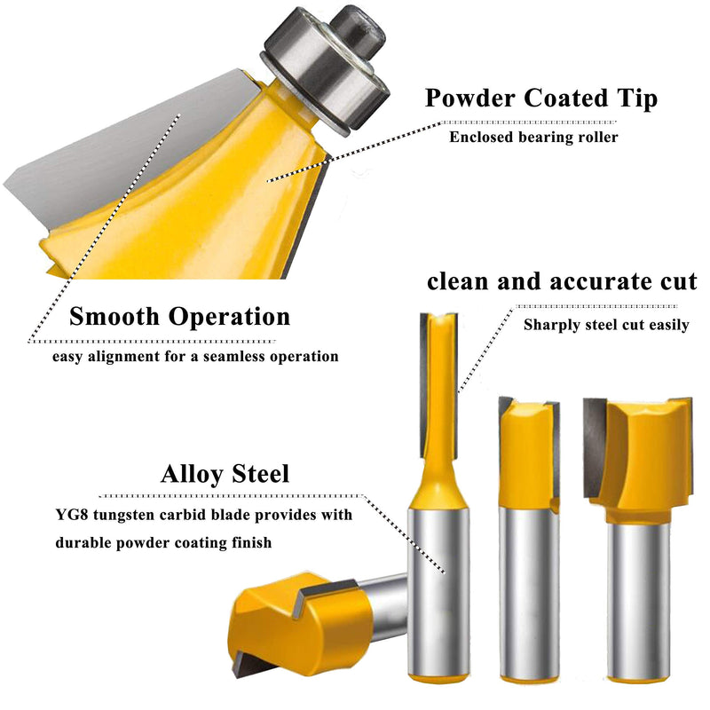LEATBUY Router Bit Set 1/4-Inch Shank 41 PCS Round Over Panel Cabinet Door Ogee Rail Stile Router Bits Sets Woodworking Wood Cutter Woodwork Carbide Groove Tongue Milling Tool (YT01) YT01