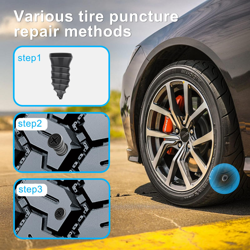 36pcs Tire Repair Rubber Studs, Vacuum Tire Repair Kit Spiral Rubber Studs, Tire Screw Plugs Quick Repair Tool, Motorcycle, Truck, Tractor Tire Flat Tire Repair Do-It-Yourself Tire Repair Studs