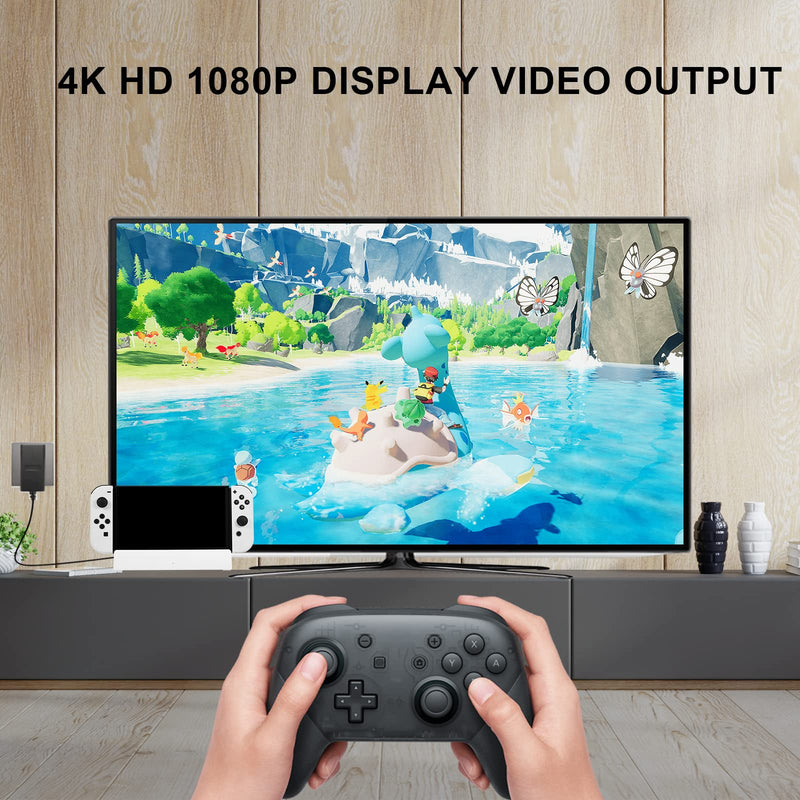 TV Docking Station for Switch and Switch OLED,Switch Docking Station with 4K 1080P HDMI Adapter and USB 3.0 Port,Replacement for Official Switch Dock(White)