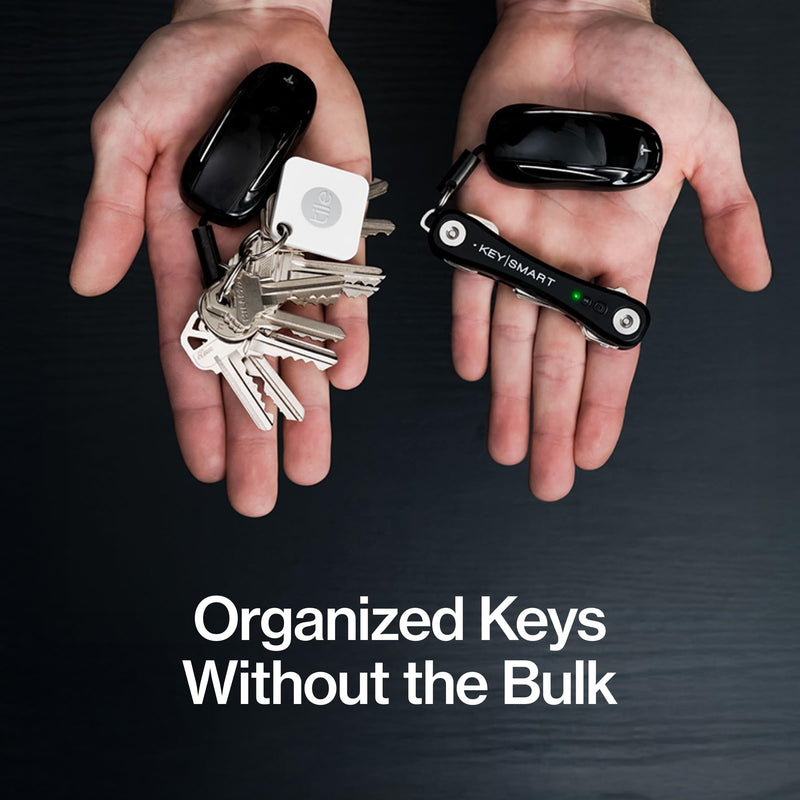 KeySmart iPro - Key Finder Locator with Sound, Keychain Key Holder, Apple Find My App Compatible, Key Organizer, Compact Clutter-Free Key Chain Tracker, Rechargeable Battery (Up to 14 Keys, Black)
