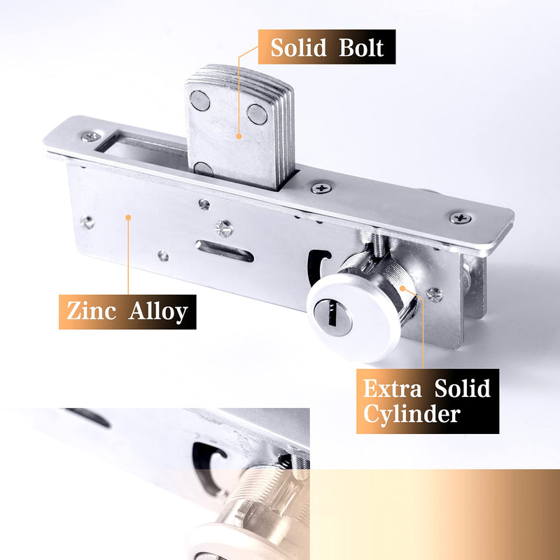Cylinder Deadbolt Mortise Lock - Commercial Storefront Door Lock Double Keyed Cylinder 1-1/8" Backset Straight Deadbolt for Storefront Entry Doors 1-1/8" straight deadbolt