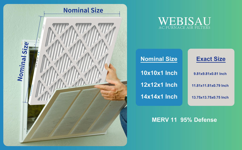 14x14x1 Air Filter MERV 11 MPR 1000 Furnace Filters 6Pack Pleated HVAC AC Furnace Air Conditioner Filters (Exact size: 13 3/4"x13 3/4"x3/4"). 14x14x1 6Pack