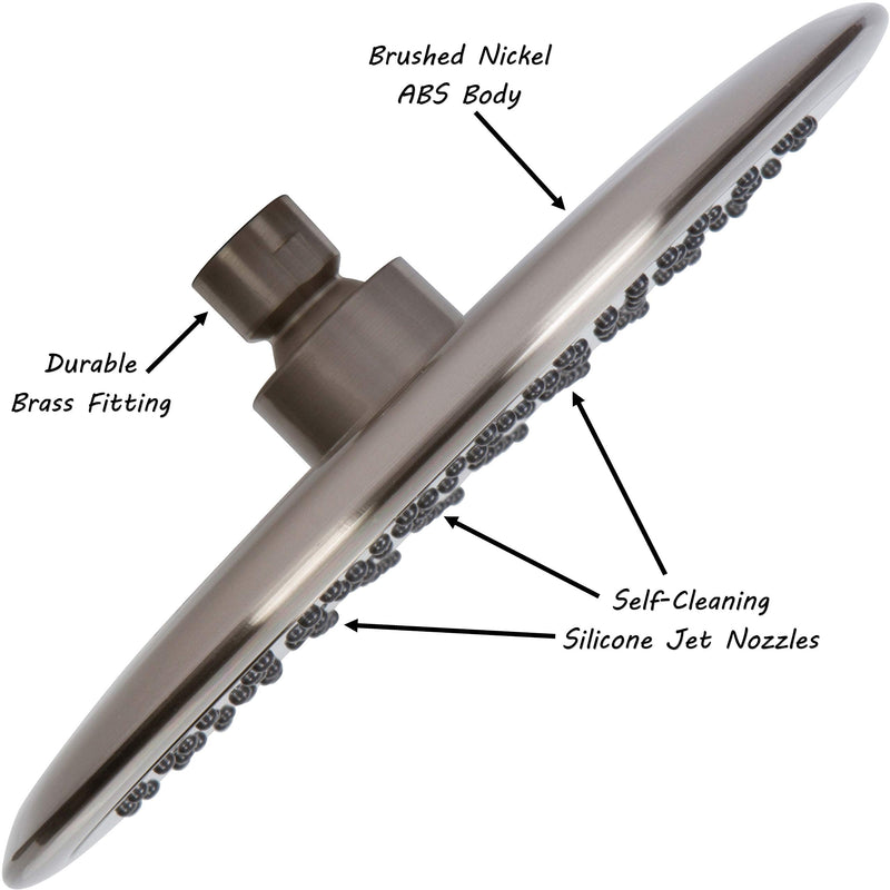 Waterfall Showerhead - 9 Inch Large Overhead Rain Shower Head - High Flow Best With Extension Arm, 1.8 GPM - Brushed Nickel & California Certified 1.8 GPM California