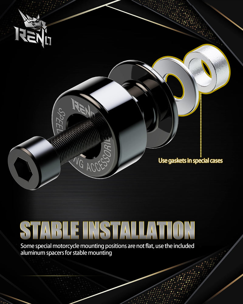 RENO SP1-M8 Aluminum Motorcycle Swingarm Spools Slider PRO Compatible with Select Models (Black, 2 Pcs) 8MM
