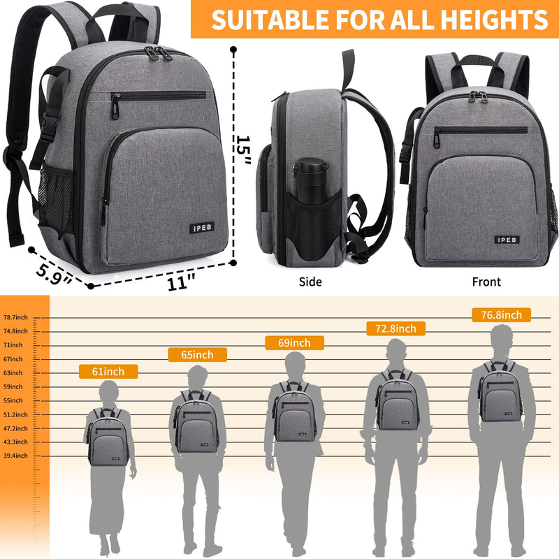 Camera Backpack for DSLR/SLR/Mirrorless Bag Professional Waterproof Camera Case 11"X5.9"X15" for Photographers Grey Orange Grey-orange