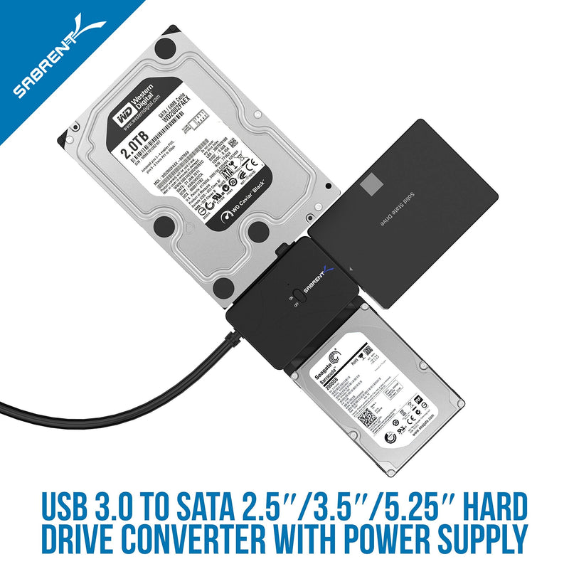 3 Port Aluminum Mini USB 3.0 Hub [90°/180° Degree Rotatable]+ USB 3.0 to SSD/SATA/IDE 2.5/3.5/5.25-INCH Hard Drive Converter with UL Power Supply