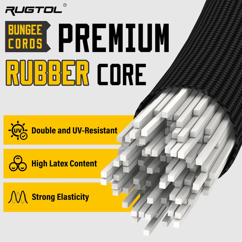 Adjustable Bungee Cords with Hooks, 6 Pack Heavy Duty Outdoor Carabiner Bungee Cord, Black Super Elastic Bungee Straps Easily Adjust from 7" to 48", Great for Cargo, Camping, Bike Racks, Tents 48"- 6 Pack Adjustable